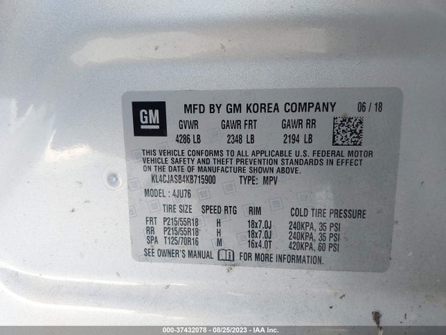 KL4CJASB4KB715900 Buick Encore Preferred