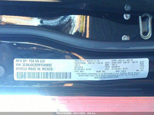 3C4NJDCB2MT549893 Jeep Compass Limited