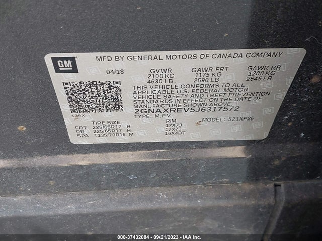 Chevrolet EQUINOX LS 2018 2GNAXREV5J6317572 Image 9