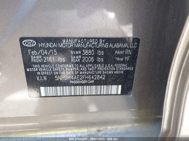 Hyundai ELANTRA SE 2015 5NPDH4AE2FH642842 Image 9