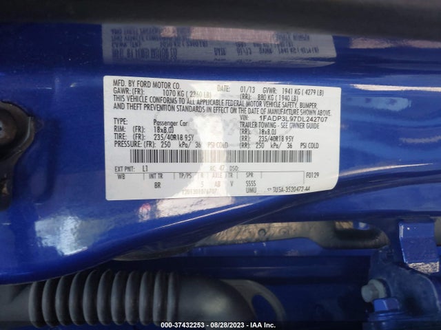 2013 FORD FOCUS ST VIN: 1FADP3L97DL242707