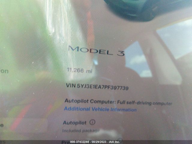 5YJ3E1EA7PF397739 Tesla MODEL 3