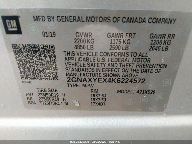 Chevrolet Equinox Premier 2019 2GNAXYEX4K6224572 Image 9