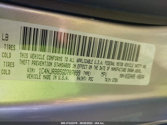 1C4NJRBB5GD707099 Jeep Patriot Sport Se