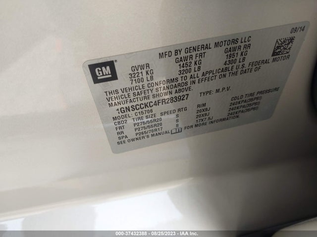 Chevrolet Tahoe Ltz 2015 1GNSCCKC4FR283927 Image 9