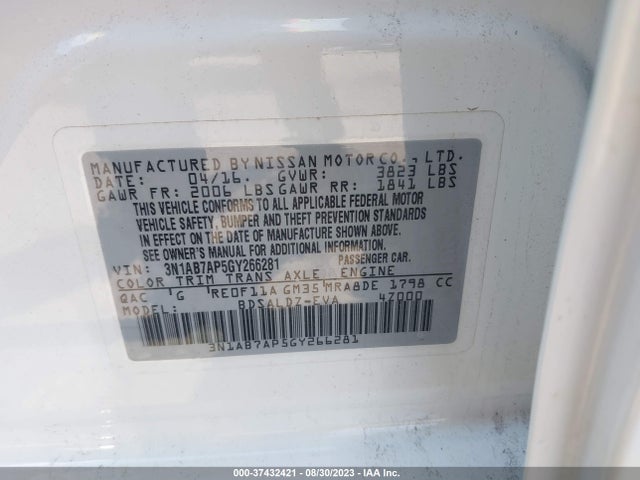 Nissan SENTRA SV 2016 3N1AB7AP5GY266281 Image 9