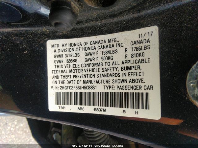2HGFC2F56JH508861 Honda Civic Sedan Lx