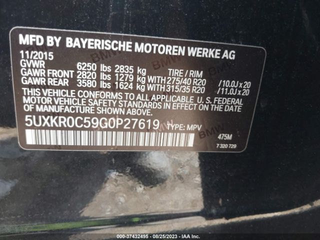 5UXKR0C59G0P27619 BMW X5 Xdrive35i