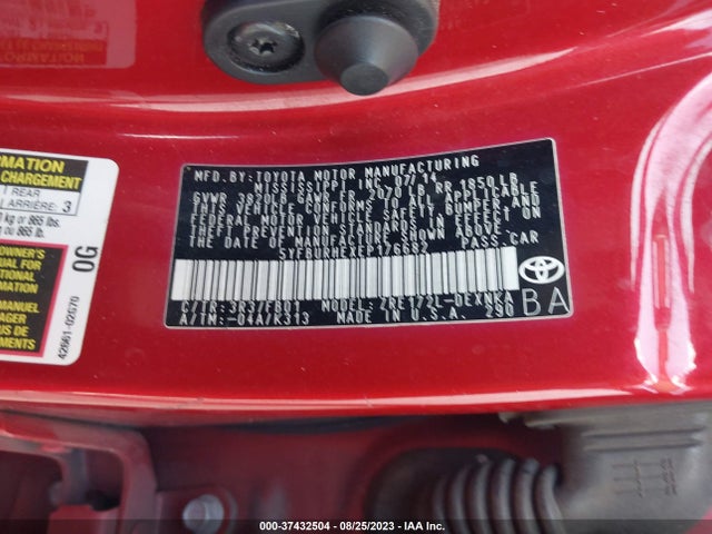 2014 TOYOTA COROLLA L/LE/S/S PLUS/LE PLUS VIN: 5YFBURHEXEP176682