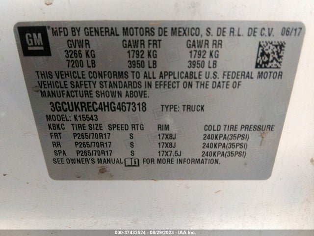 Chevrolet Silverado 1500 Lt 2017 3GCUKREC4HG467318 Image 9