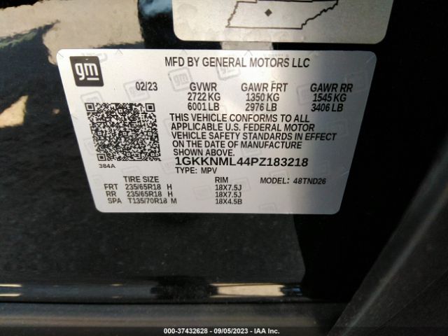1GKKNML44PZ183218 GMC ACADIA SLT