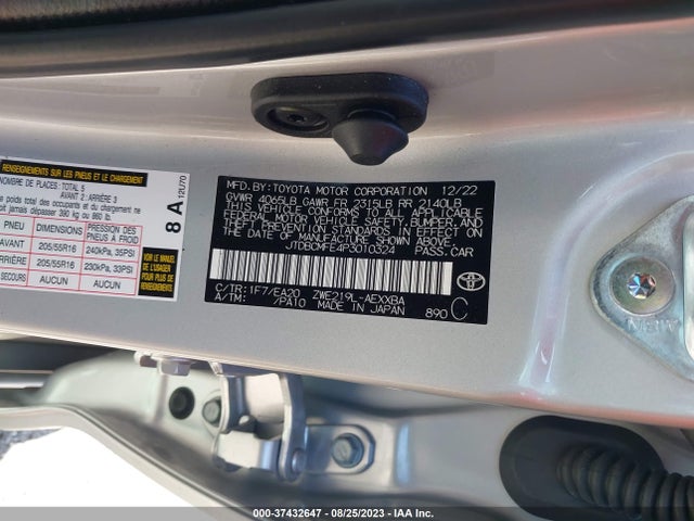 2023 TOYOTA COROLLA HYBRID VIN: JTDBCMFE4P3010324
