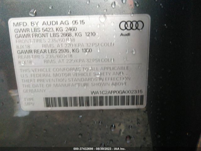 WA1C2AFP0GA002315 Audi Q5 PREMIUM