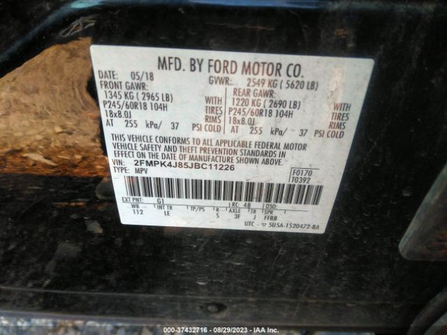 2FMPK4J85JBC11226 Ford EDGE SEL
