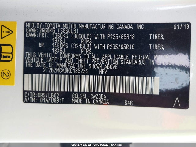 Lexus RX 350 2019 2T2BZMCA0KC185259 Image 9