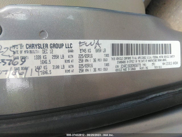 2013 CHRYSLER TOWN & COUNTRY TOURING VIN: 2C4RC1BG9DR658779