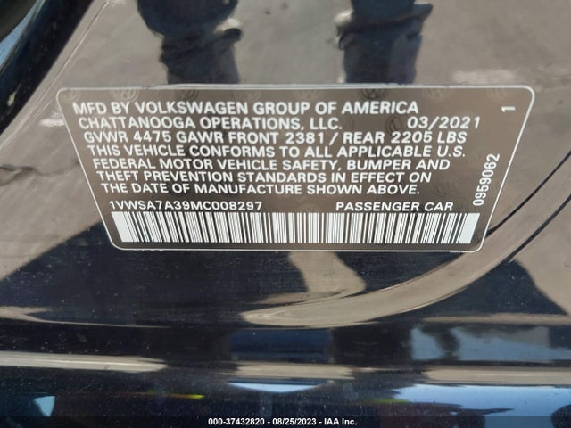 1VWSA7A39MC008297 Volkswagen Passat 2.0t Se