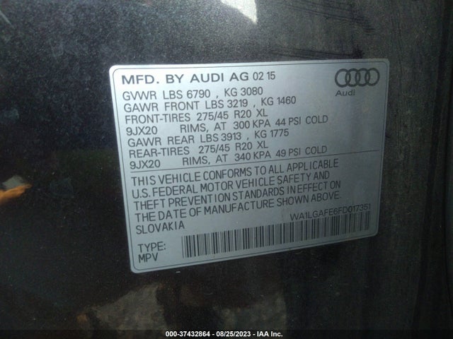 WA1LGAFE6FD017351 Audi Q7 3.0t Premium Plus