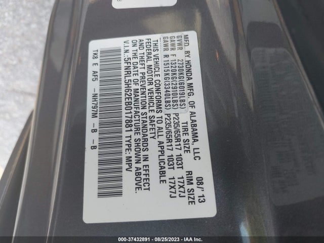 Honda Odyssey Ex-l 2014 5FNRL5H62EB017881 Image 9
