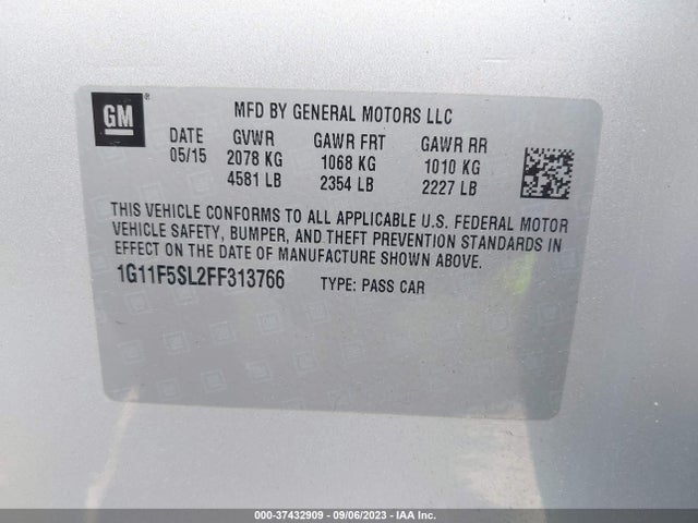 2015 CHEVROLET MALIBU LTZ VIN: 1G11F5SL2FF313766