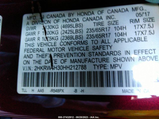 2HKRW6H30HH212788 Honda CR-V LX