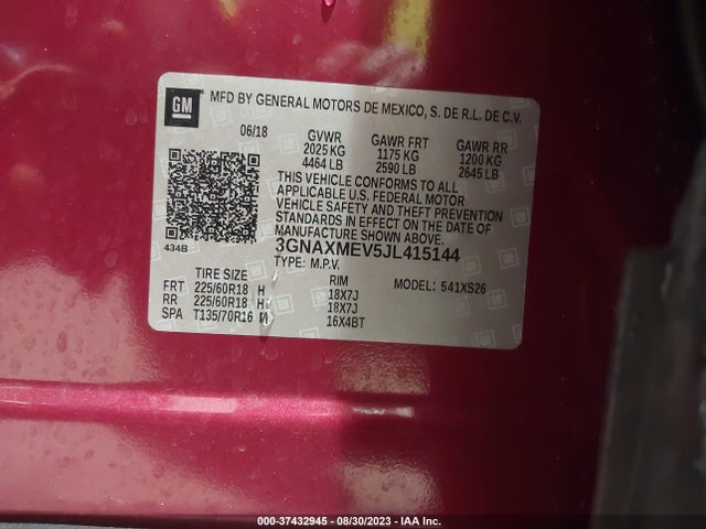 Chevrolet Equinox Premier 2018 3GNAXMEV5JL415144 Image 9