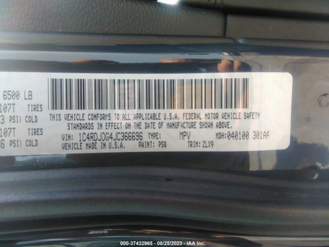 1C4RDJDG4JC366696 Dodge DURANGO GT
