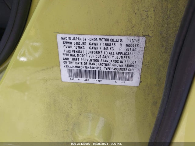 Honda FIT EX 2017 JHMGK5H70HS006810 Image 15