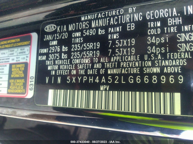 KIA Sorento 3.3l Ex 2020 5XYPH4A52LG668969 Image 9
