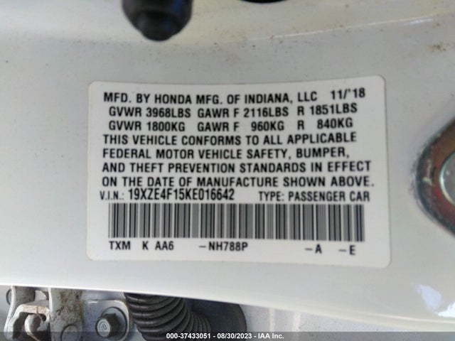 Honda Insight Lx 2019 19XZE4F15KE016642 Image 9