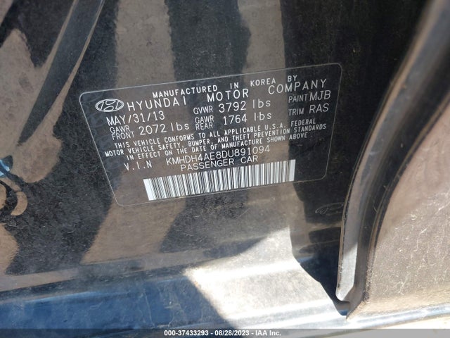 2013 HYUNDAI ELANTRA GLS VIN: KMHDH4AE8DU891094