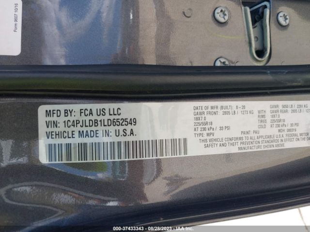 1C4PJLDB1LD652549 Jeep Cherokee Limited