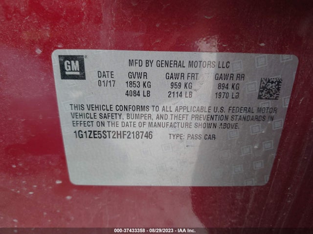 Chevrolet MALIBU LT 2017 1G1ZE5ST2HF218746 Image 9