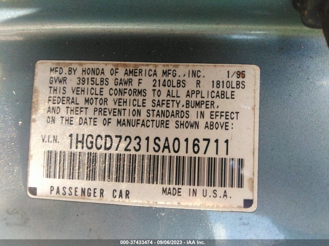1995 HONDA ACCORD LX VIN: 1HGCD7231SA016711