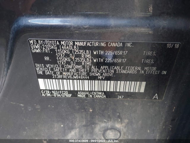 Toyota Rav4 Xle 2018 2T3RFREV6JW848444 Image 9