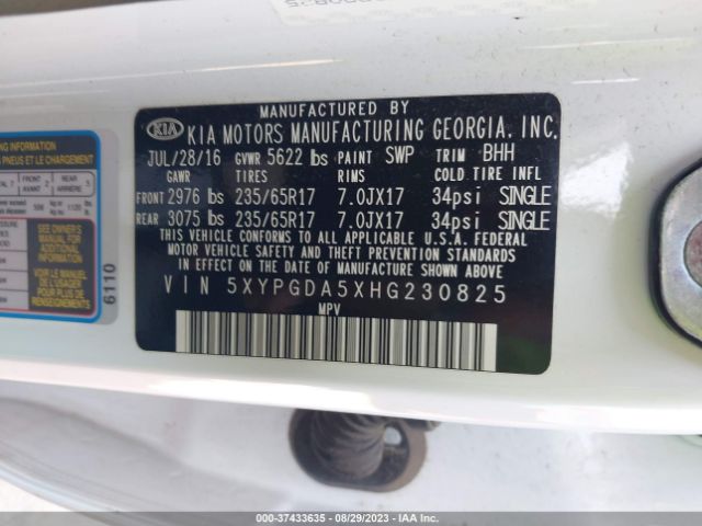 5XYPGDA5XHG230825 KIA Sorento Lx V6
