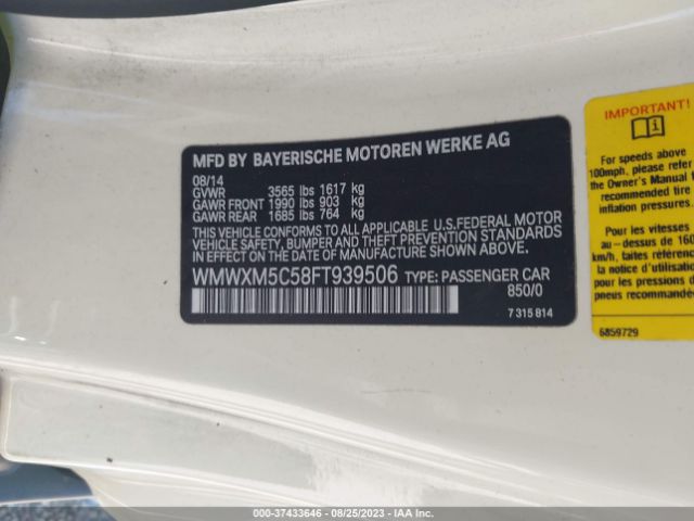 WMWXM5C58FT939506 Mini COOPER HARDTOP