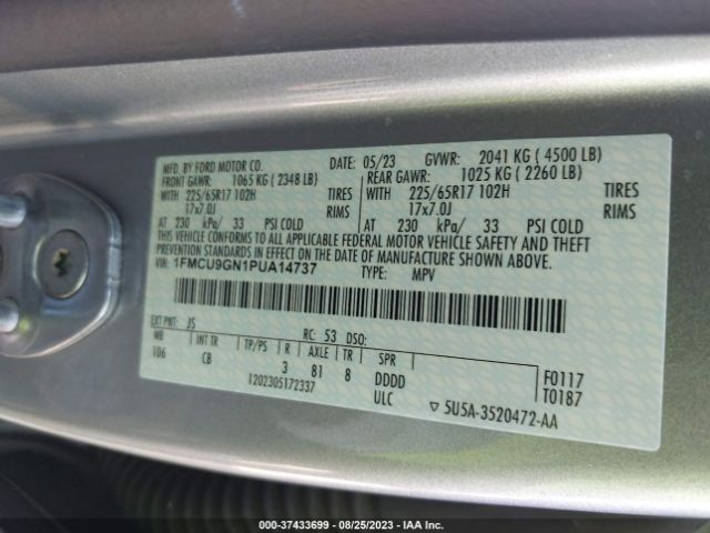 1FMCU9GN1PUA14737 Ford Escape Active