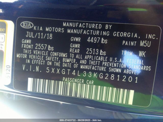 5XXGT4L33KG281201 KIA Optima Lx