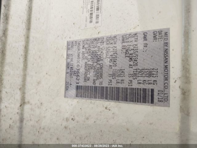 5N1DR2MM9JC636623 Nissan Pathfinder Platinum