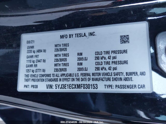 Tesla Model 3 Performance 2021 5YJ3E1ECXMF030153 Image 17