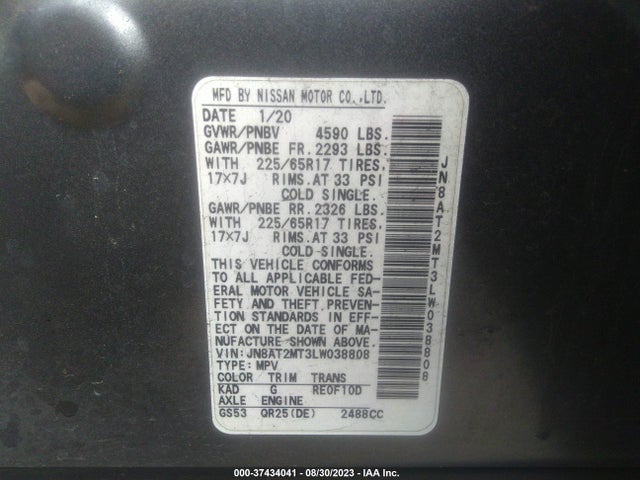 Nissan ROGUE SV 2020 JN8AT2MT3LW038808 Image 9