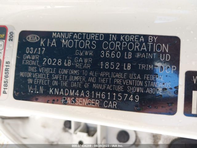 KNADM4A31H6115749 KIA RIO LX
