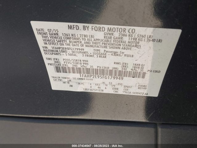 1FAHP2E95FG179949 Ford TAURUS SEL