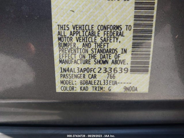 2015 NISSAN ALTIMA 2.5 VIN: 1N4AL3AP0FC233639