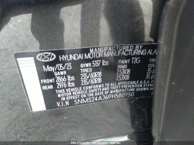 2023 HYUNDAI SANTA FE SEL VIN: 5NMS24AJ6PH580950