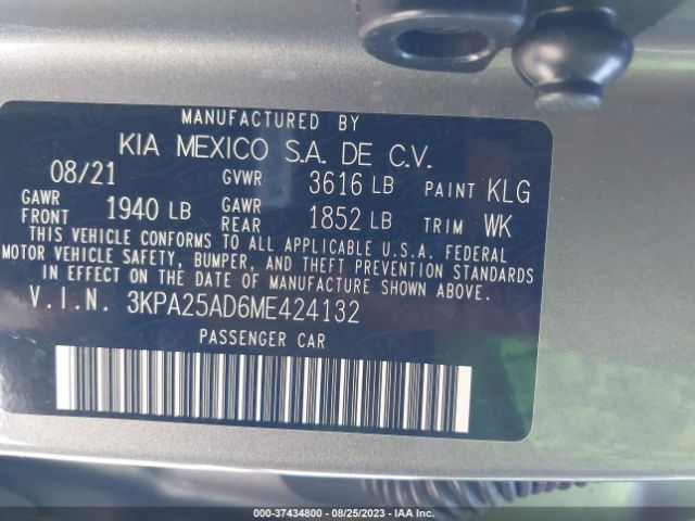 3KPA25AD6ME424132 KIA Rio 5-door S