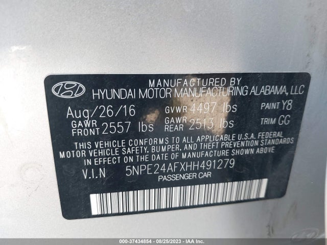 Hyundai Sonata 2.4l 2017 5NPE24AFXHH491279 Image 15