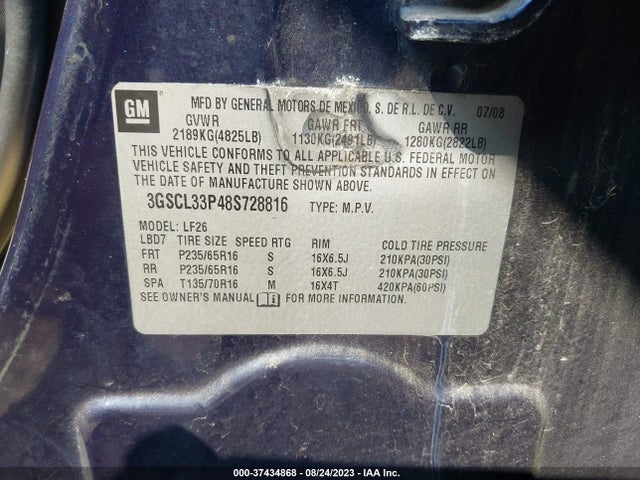 2008 SATURN VUE XE VIN: 3GSCL33P48S728816