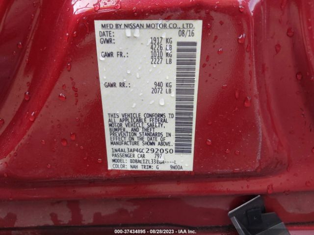 1N4AL3AP4GC292050 Nissan Altima 2.5 Sv